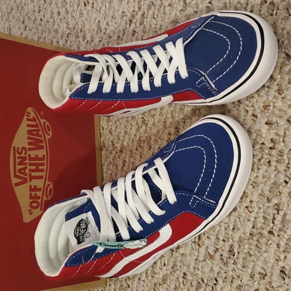 Vans Comfycush High-Top Sneakers - Red and Blue